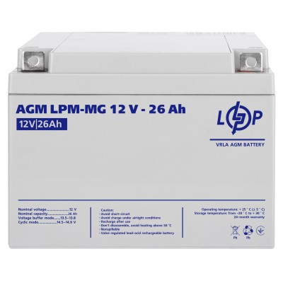 Батарея для ДБЖ LogicPower LPM 12V 26AH (LPM-MG 12 - 26 AH) AGM мультигель