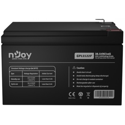 Батарея для ДБЖ Njoy GP12122F 12V 12AH (BTVACATBCTI2FCN01B) AGM