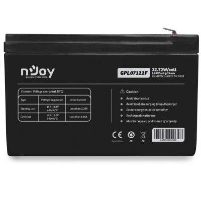 Батарея для ДБЖ Njoy GPL07122F 12V 7AH (BTVACGUOBTC2FCN01B) AGM