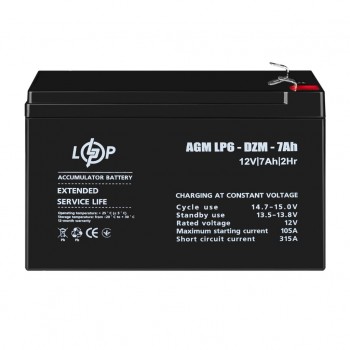 Батарея для ДБЖ LogicPower 12V 7AH (LP 6-DZM-7 Ah) AGM