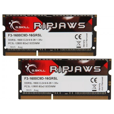 Пам'ять для ноутбука SO-DIMM 2x8GB/1600 1,35V DDR3L G.Skill Ripjaws (F3-1600C9D-16GRSL)