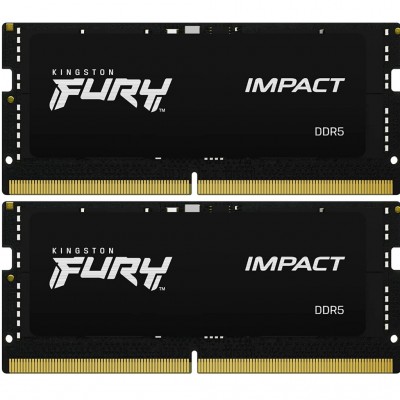 Пам'ять для ноутбука SoDIMM DDR5 32GB (2x16GB) 5600 MHz Impact Black Kingston Fury (ex.HyperX) KF556S40IBK2-32