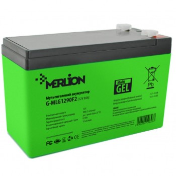 Батарея для ДБЖ Merlion 12V - 9.0 Ah Gel (G-MLG1290F2) 108 Вт*год Гель до 1200 Циклів Гарант 12 міс. Вага 2.347 кг