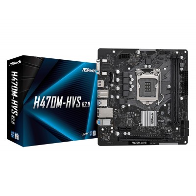 Материнська плата ASRock H470M-HVS R2.0 (1200/H470, 2*DDR4, PCIex16, HDMI/VGA, 4xSATAІІІ, RAID, GLan, 7.1ch, mATX)