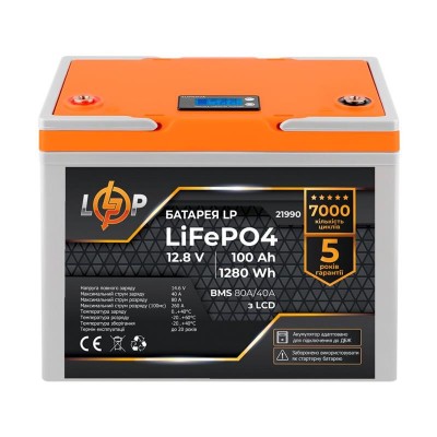 Батарея для ДБЖ LogicPower 12V 100 AH (1280Wh) для ДБЖ з LCD (BMS 80A/40А) LiFePO4
