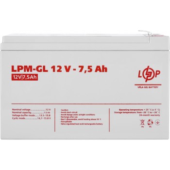 Батарея для ДБЖ LogicPower 12V 7.5AH (LPM-GL 12 - 7.5 AH) GEL