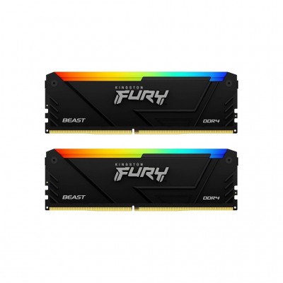 Пам'ять DDR4 32GB (2x16GB) 3600 MHz FURY Beast RGB Kingston Fury (ex.HyperX) KF436C18BB2AK2/32