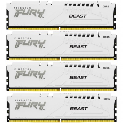 Пам'ять DDR5 128GB (4x32GB) 5600 MHz FURY Beast White Kingston Fury (ex.HyperX) KF556C40BWK4-128