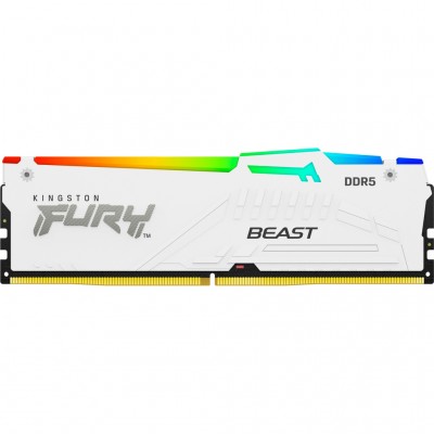 Пам'ять DDR5 16GB 5600 MHz FURY Beast White RGB Kingston Fury (ex.HyperX) KF556C40BWA-16