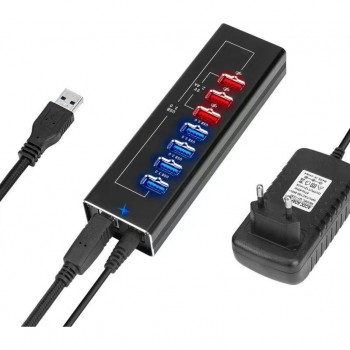USB-хаб ST-Lab 4*USB3.0 data ports + 3*2.4А charge with Power Ada (DM-UH-P407)