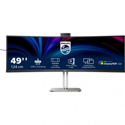 Монітор 48.8" Philips 49B2U5900CH, VA 5120x1440, вигн., 2xHDMI, DP, 2xUSB-C, RJ-45, USB-hub, cam,HAS,кол