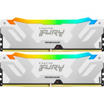 Пам'ять DDR5 32GB (2x16GB) 7200 MHz Renegade RGB White XMP Kingston Fury (ex.HyperX) KF572C38RWAK2-32
