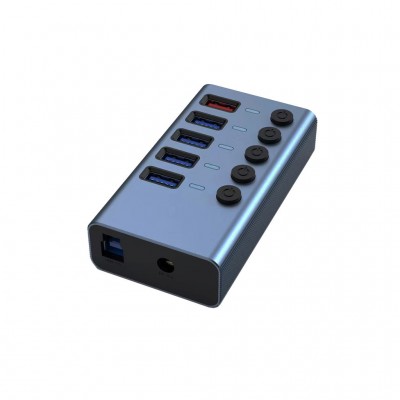 USB-хаб Dynamode 5 ports USB3.0 to 4*USB3.0+2.4А Power Adapter 1A/1 (DM-UH-P405-G)