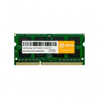 Пам'ять для ноутбука SoDIMM DDR3 8GB 1600 MHz ATRIA (UAT31600CL11SLK1/8)