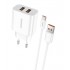 Зарядний пристрій Foneng EU45 Dual USB Charger (2USBх2.4A) White (EU45-CH-TC) + кабель USB Type C