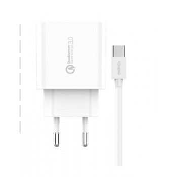Зарядний пристрій Foneng EU46 QC3.0 Charger (1USBх3A) White (EU46-CH-TC) + кабель USB Type C