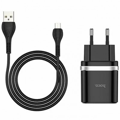 Зарядний пристрій Hoco C12Q (1USB, 3А) QC3.0 Black (S23567) + кабель MicroUSB