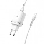 Зарядний пристрій Hoco C12Q (1USB, 3А) QC3.0 White (S23110) + кабель MicroUSB