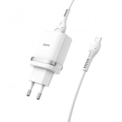 Зарядний пристрій Hoco C12Q (1USB, 3А) QC3.0 White (S23110) + кабель MicroUSB