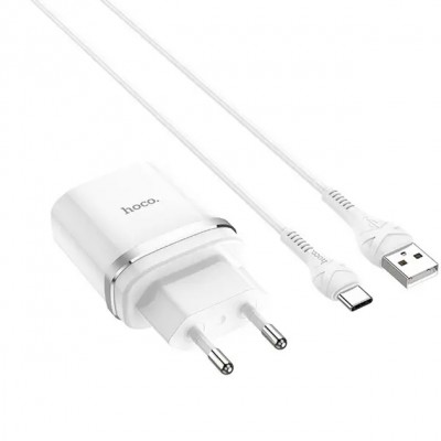 Зарядний пристрій Hoco C12Q (1USB, 3А) QC3.0 White (S23111) + кабель Type-C