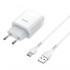 Зарядний пристрій HOCO C72A Glorious single port charger set(Type-C) White (6931474713018)