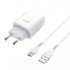 Зарядний пристрій HOCO C73A Glorious dual port charger set(Type-C) White (6931474713070)