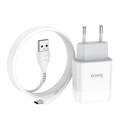 Зарядний пристрій HOCO C73A Glorious dual port charger set(Type-C) White (6931474713070)