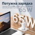 Зарядний пристрій Remax Ligil Series 65W PD + QC Fast Charger White (RP-U55)