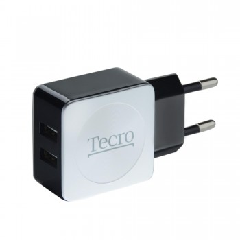 Зарядний пристрій Tecro (2xUSB, 2.1A) Black, White (TR-CHG02-BW)
