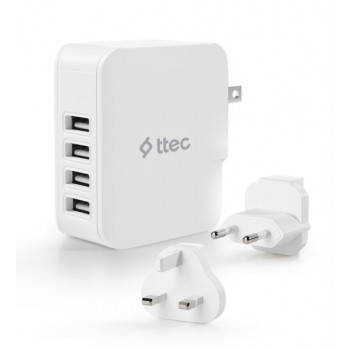 Зарядний пристрій Ttec Quattro Traveler 4хUSB 5.1A/25Вт White (2SC02BUK)