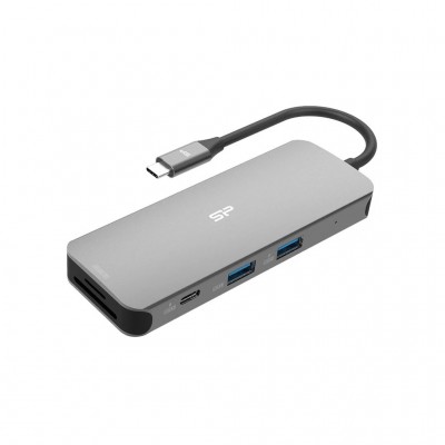 USB-хаб Silicon Power USB-C 8-in-1 SR30 Silver Aluminum (SPU3C08DOCSR300G)