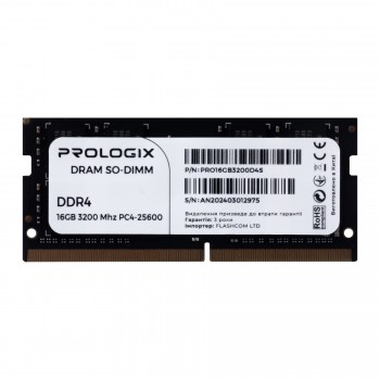 Пам'ять для ноутбука SO-DIMM DDR4 16GB/3200 Prologix (PRO16GB3200D4S)