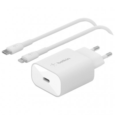 Зарядний пристрій Belkin USB-С 25W PD PPS + cable USB-C-Lightning 1m (WCA004VF1MWH-B5)