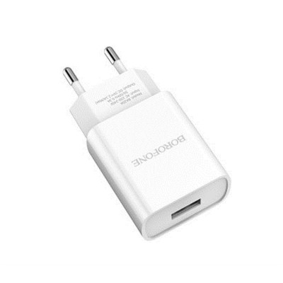 Зарядний пристрій Borofone BA20A Sharp Single USB 2.1A White (BA20ACW) + кабель Type-C