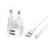 Зарядний пристрій Borofone BA23A Brilliant (2USB, 2.4А) White (BA23ALW) + кабель Lightning