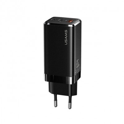 Зарядний пристрій Usams US-CC110 (1USB, 2USB Type-C) 65W PD + QC3.0 Black (MTXLOGTL01) + кабель USB-C - Lightning