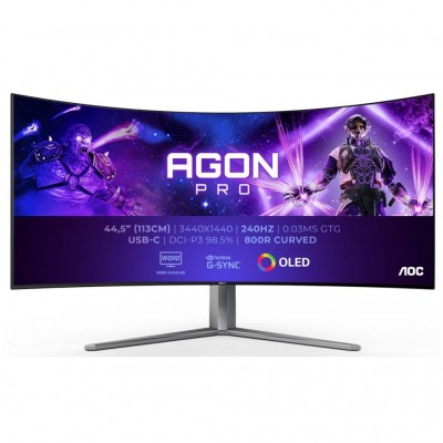 Монітор 44.5" AOC AG456UCZD, OLED WQHD, 240Hz, 0,3ms, 2xHDMI, DP, USB-C, USB-hub, HAS, чорной