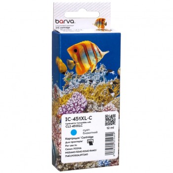 Картридж Canon CLI-451C XL (6473B001) 665 ст, cyan (IC-451XL-C) BARVA