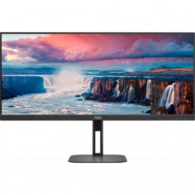 Монітор 34" AOC U34V5C/BK, WQHD, VA, 100Гц, 1мс, HDMI, DP, USB-C, USB-hub, HAS, колонки, чорний