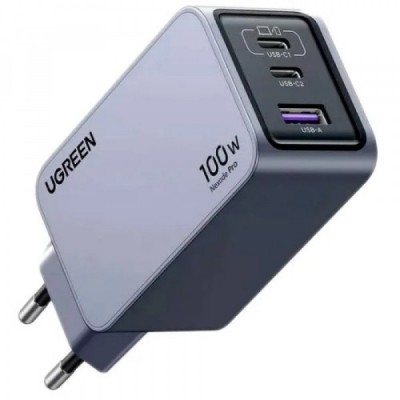 Зарядний пристрій 3xUSB 100W GaN (2xType-C+USB-A) Nexode Pro сірий X757 Ugreen (25874)