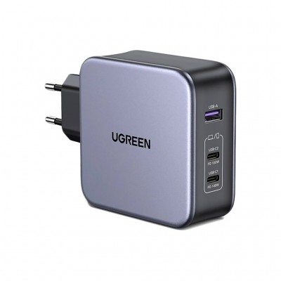 Зарядний пристрій 3xUSB 140W GaN (2хUSB-C+USB-A) CD289 with C to C Cable 1.5 м Gray Ugreen (90549#)