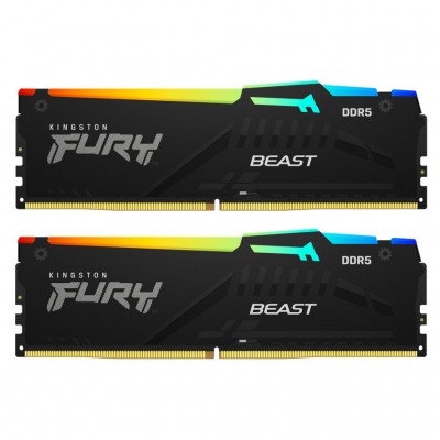 Пам'ять DDR5 16GB (2x8GB) 6000 MHz Beast RGB EXPO Kingston Fury (ex.HyperX) KF560C30BBEAK2-16