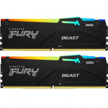 Пам'ять DDR5 16GB (2x8GB) 6000 MHz Beast RGB XMP Kingston Fury (ex.HyperX) KF560C30BBAK2-16