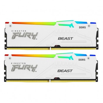 Пам'ять DDR5 32GB (2x16GB) 6000 MHz Beast White RGB EXPO Kingston Fury (ex.HyperX) KF560C30BWEAK2-32