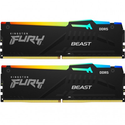 Пам'ять DDR5 64GB (2x32GB) 6400 MHz Beast RGB XMP Kingston Fury (ex.HyperX) KF564C32BBAK2-64
