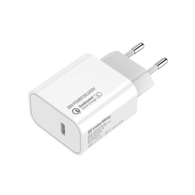 Зарядний пристрій ColorWay (1USB Type-C PDx3A) White (CW-CHS026PD-WT)