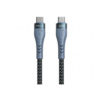 Дата кабель USB-C to USB-C 1.5m PD-B70a Proda (PD-B70a-GR) 60W швидка зарядка
