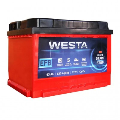 Акумулятор автомобільний Westa 6CT-63 А (1) RED EFB