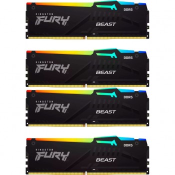 Пам'ять DDR5 128GB (4x32GB) 5600 MHz Beast RGB XMP Kingston Fury (ex.HyperX) KF556C40BBAK4-128