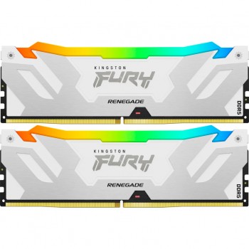 Пам'ять DDR5 32GB (2x16GB) 8000 MHz Renegade RGB White XMP Kingston Fury (ex.HyperX) KF580C38RWAK2-32